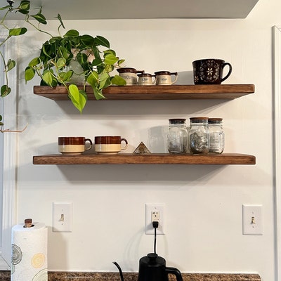 Rustic Floating Shelf Made With Solid Wood Handcrafted 22cm Depth X 3 ...