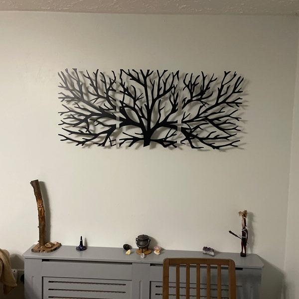 Metal Wall Art Decor 3D Sculpture 3 Piece Tree Brunch Modern Fireplace ...