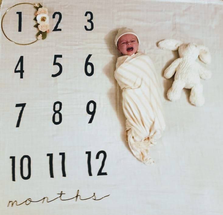 Baby Milestone Blanket Number Marker pink and white Etsy