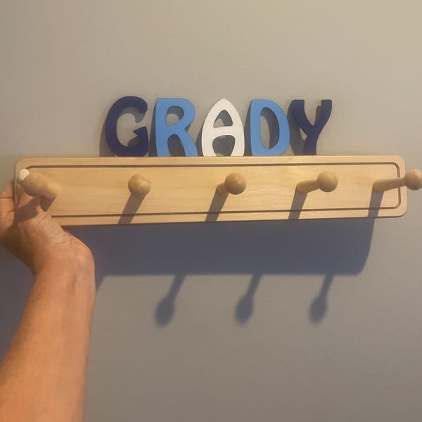 Colorful Kids Coat Rack With Personalized Name - Fast Delivery - Etsy