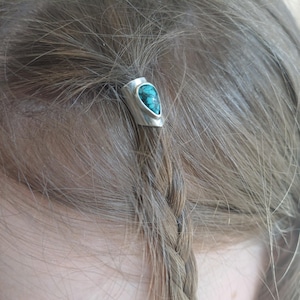 Eco Sterling silver & Moonstone dreadlock/braid/hair adjustable cuff. Hair Jewellery. Dreadlock cuffs. Braid beads. Beard cuff. Handmade.