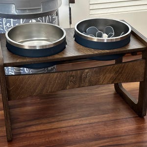 Yeti Mid Century Style Raised Dog Bowl Stand || Elevated Pet Bowl Feeder || Engraving Optional - Fits RTIC & Hydrapeak