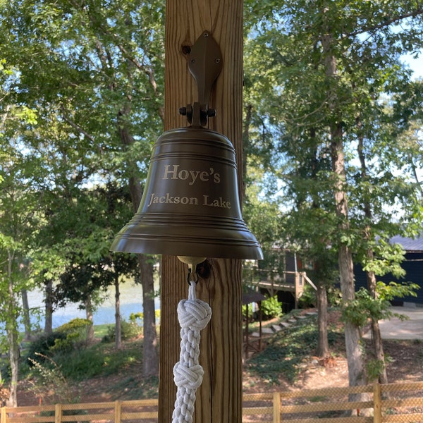 Engraved 8 Inch Antiqued Brass Ridged Wall Bell - Etsy