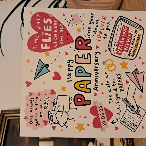 Personalised 1st Anniversary Card - Paper First Wedding for Husband ...