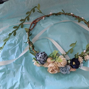 Dusty Blue Flower Crown Flower Girl Crown Wedding Flower - Etsy