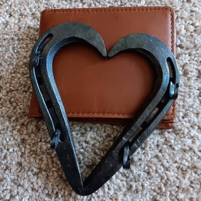 Heart Wall Key Hanger, Hand Forged Horseshoe Heart, Key Holder ...