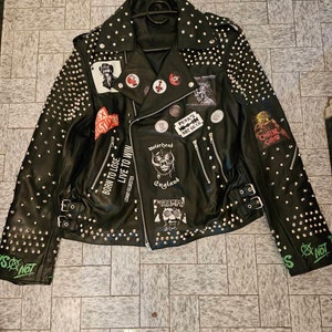 Men's Punk Leather Jacket – Cramps & Lemmy Patchwork