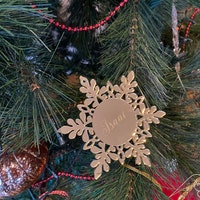 Custom Engraved Hanging Snowflake Decoration Personalised Christmas ...