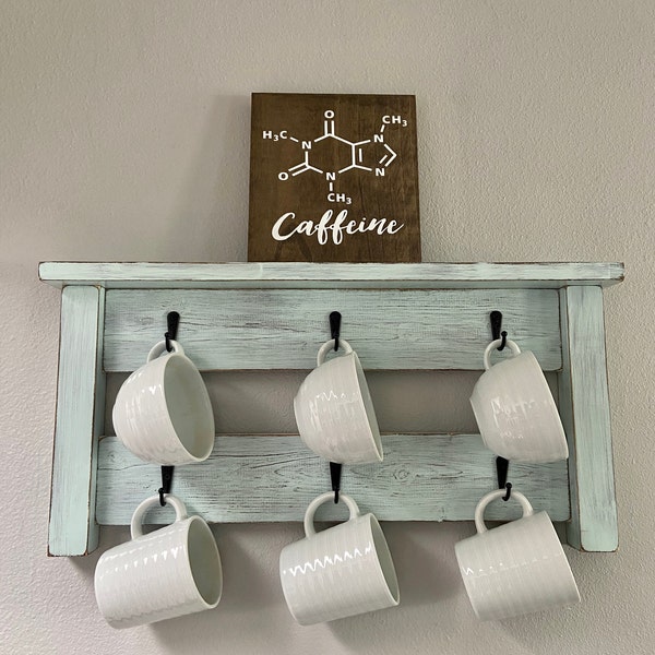 Coffee Sign, Caffeine Molecule Sign, Coffee Gift, Caffeine Sign, Rustic ...
