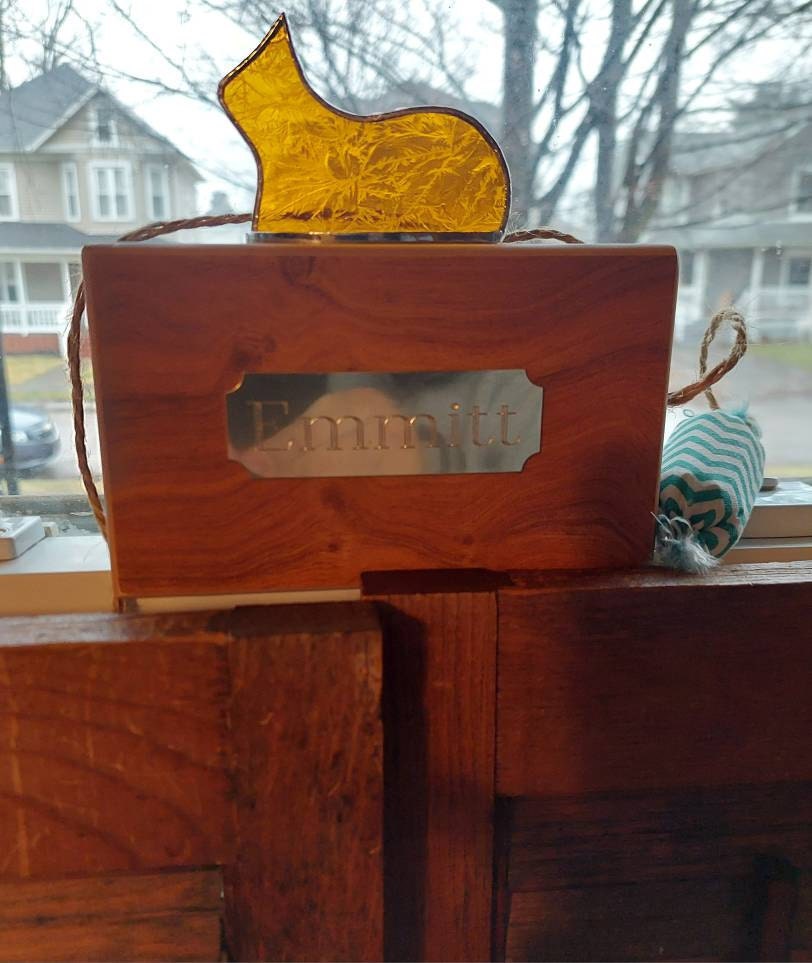 Small Standing Stained Glass Cat Suncatcher Ornament