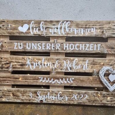 Palettenaufkleber Hochzeit, Willkommen Hochzeit, Willkommenschild
