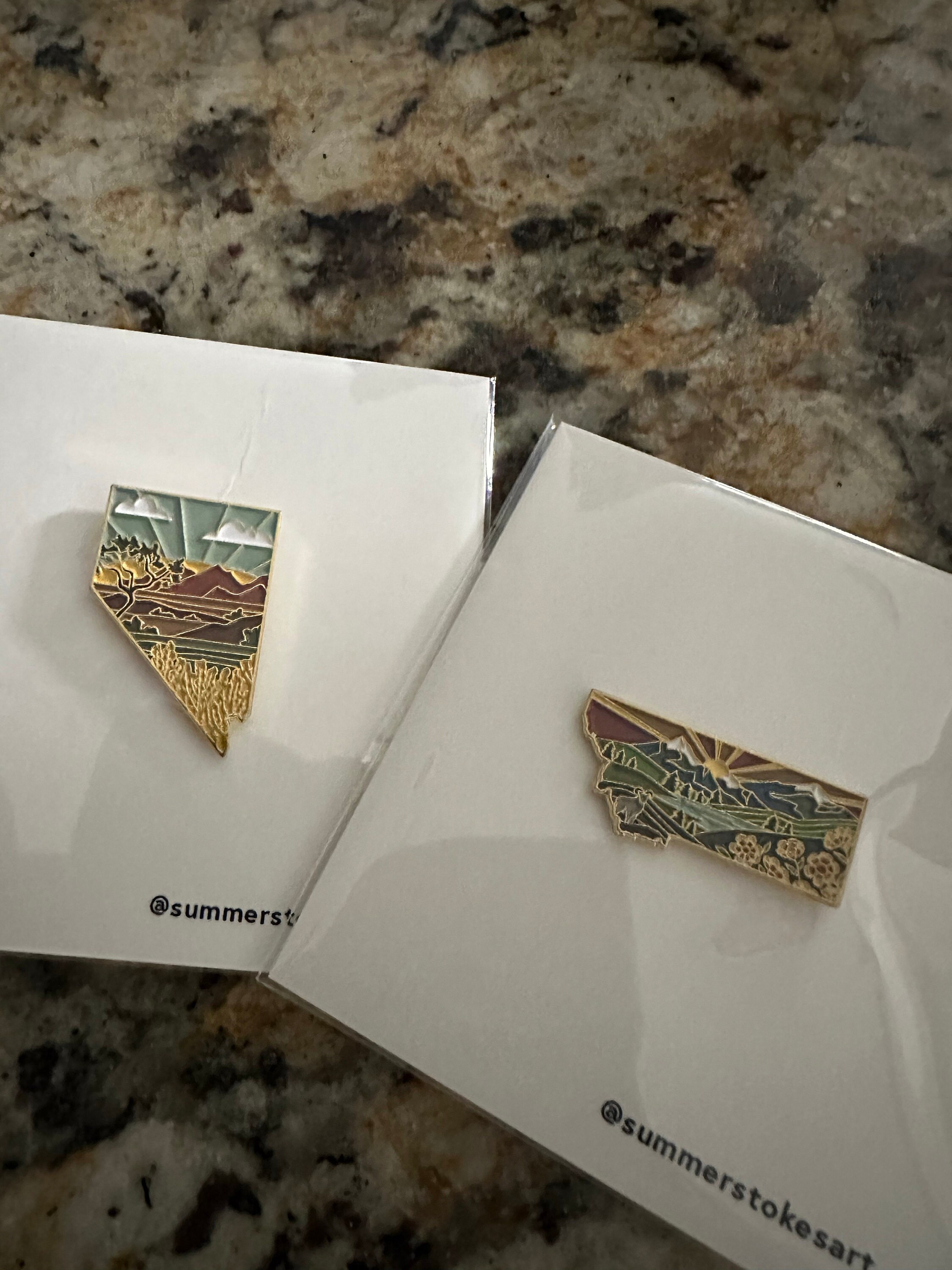 Montana Enamel Pin | Gold Soft Enamel Pin | Illustrated United States Pin | Butterfly Clasp | 1.25&quot;