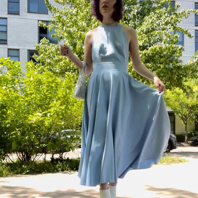 Light Blue Summer Dress, Extended Midi Dress With Circle Skirt and Open  Back, Airy Sleeveless Outfit for Summer Parties and Vacations - Etsy