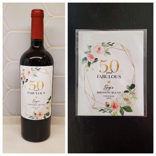 Milstool Label PERSONALIZED Milestone Birthday Wine Label, 30th Birthday 40th Birthday ...