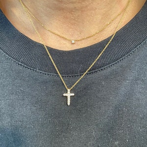 Diamond Cross Necklace / 14k Gold Diamond Cross 0.18 CT / | Etsy