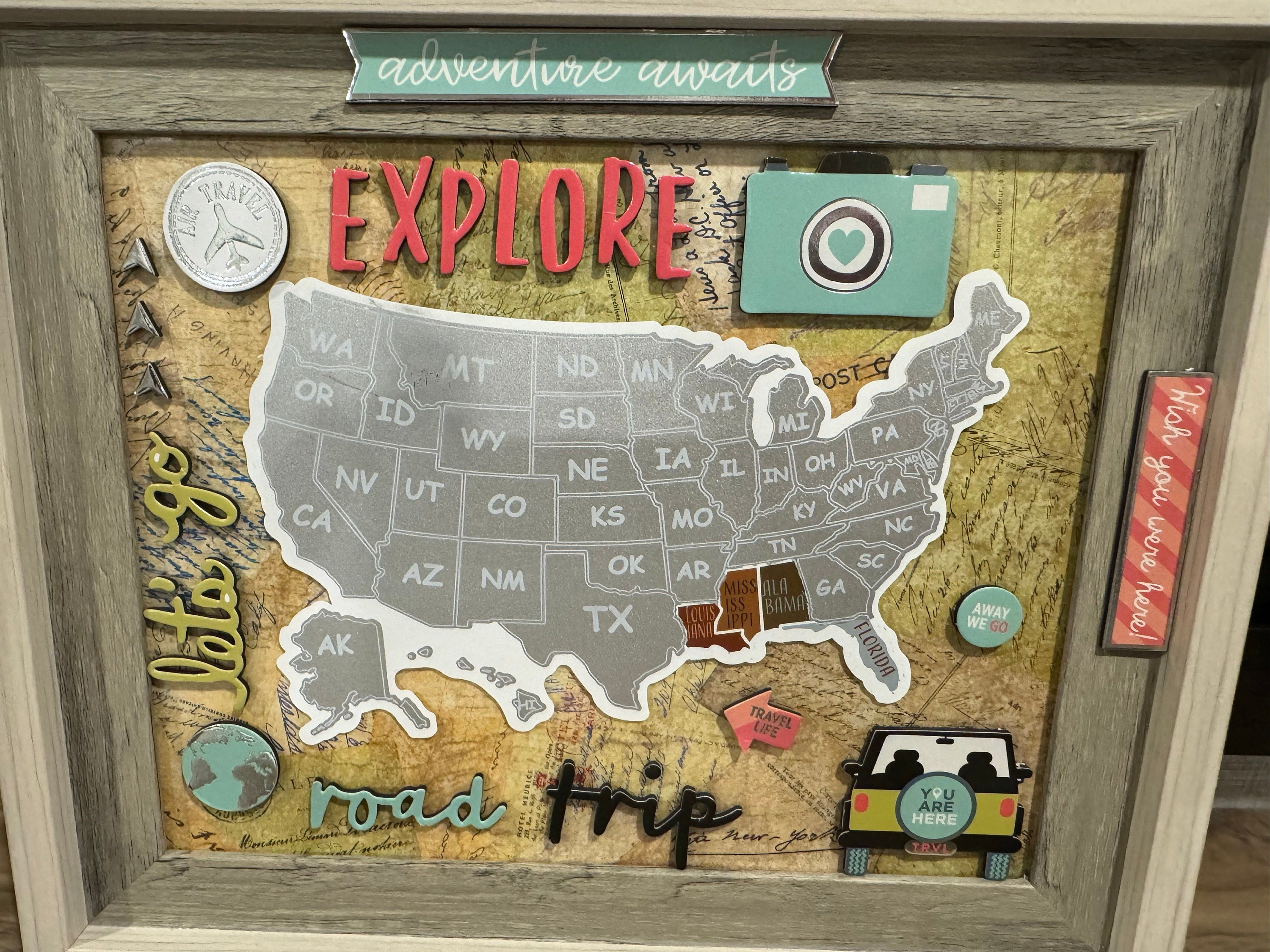 Scratch Off Sticker Map; USA Sticker; Scratch Off 50 States; Places traveled; Decal Map; Planner Sticker