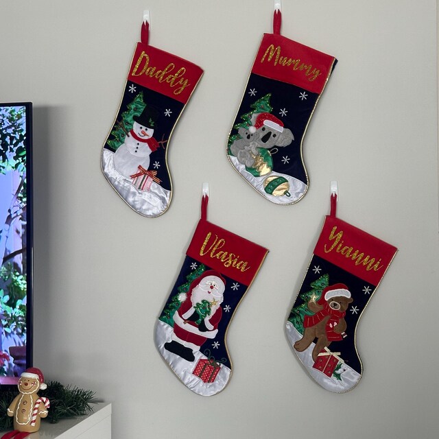 Forever Christmas Personalised Red Snowman Christmas Stocking - Choose Any Name! (Medium, 40cm) - Xmas Sock