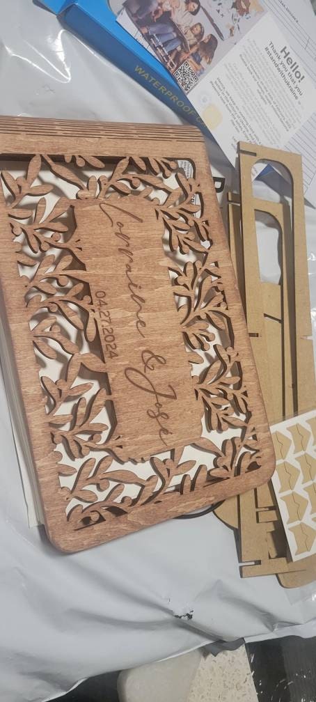 Personalized Gift, Wooden Photo Album Engraved, Scrapbook Album for Her, Custom Family Photo Album Honeymoon, Christmas Gift for Couple