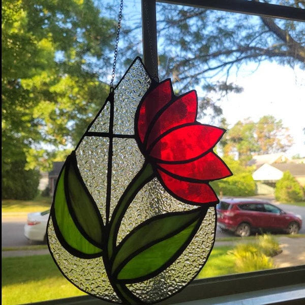 Botanical Drop Stained Glass Pattern. Beginner Stained Glass Pattern ...