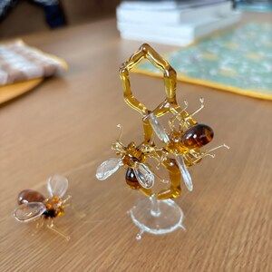 ガラスのハニカムと蜂のコレクションフィギュア ガラスの蜂 吹きガラス