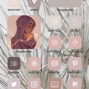 Rose Pink Neutral Aesthetic 90 Iphone Ios 14 App Icons Etsy
