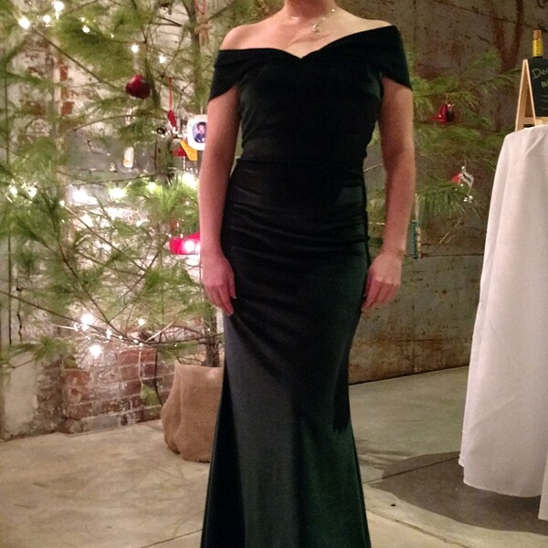 Womens red velvet off shoulder evening dress main image 1