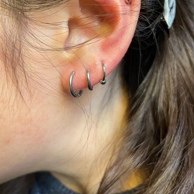 Gold Captive Bead Ring Ear Lobe Gold Cartilage Earrings, Captive Bead Ring