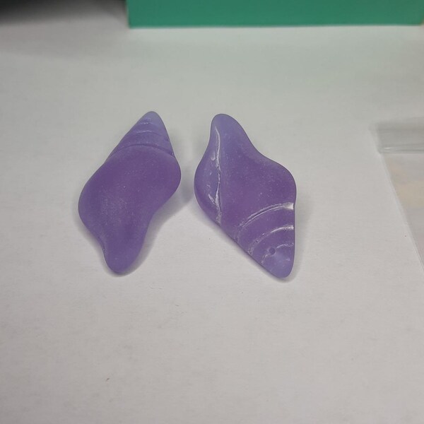 Large Sea Glass Shell Shaped Focal Beads 3pcs,sea Glass Scallop Shell ...