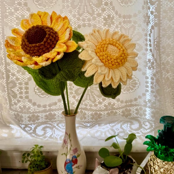 Finished Pink Peony Bouquet Crochet Peony Knitting Yellow Peony With