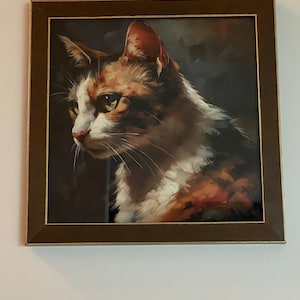 三毛猫のアートプリント：ジクレー版画のペットの肖像画 - Etsy 日本