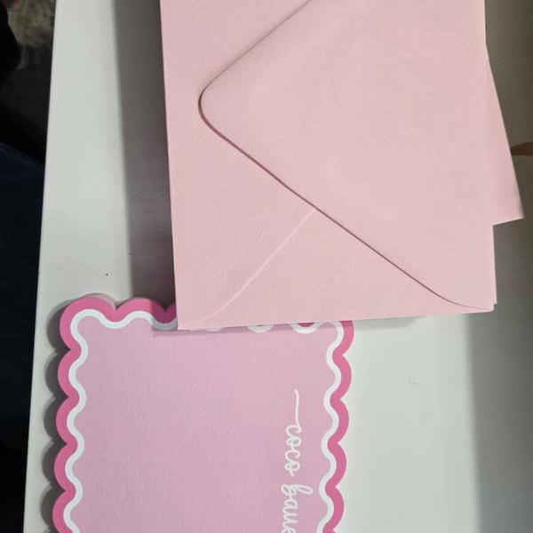 Scalloped Stationery Set - Personalized Note Cards With Envelopes ...