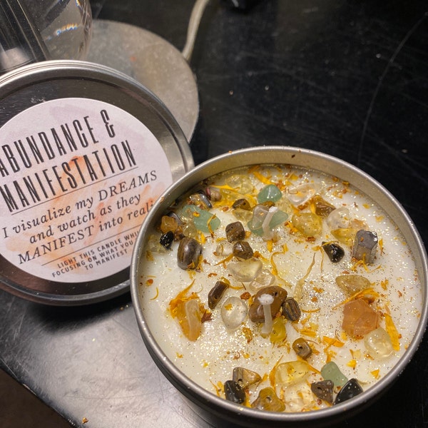 ABUNDANCE Intention Candle for Attraction and Manifestation. Tin Candle ...