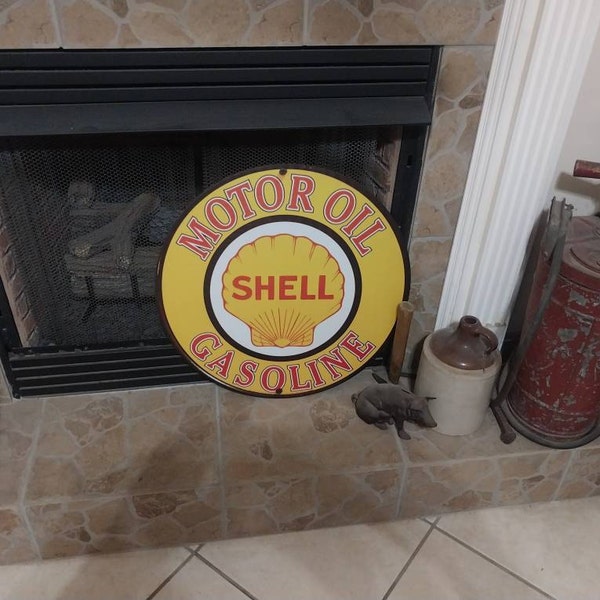 Shell Gas Station Sign: Reproduction Petroliana Garage Decor - Etsy