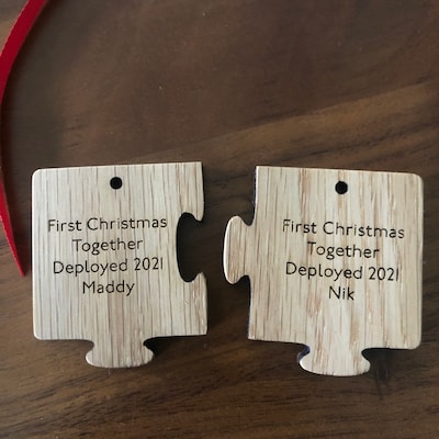 Personalised Two Piece Jigsaw Decoration Set Puzzle Piece Christmas ...