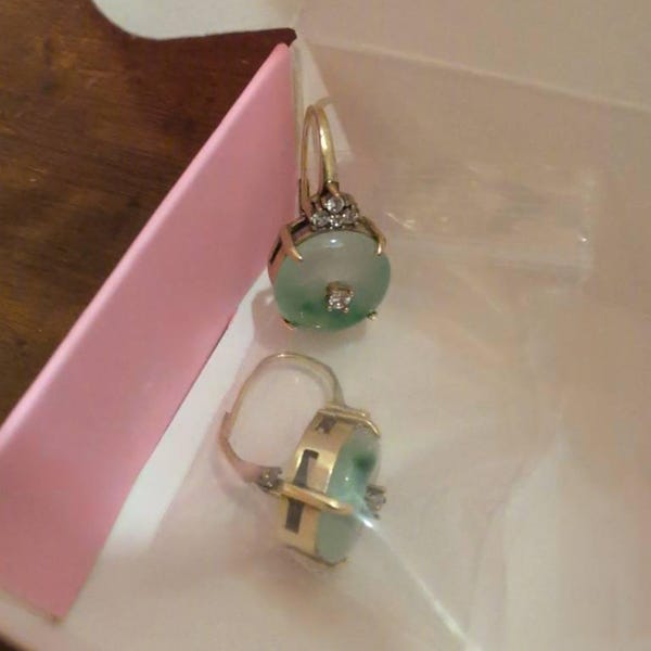 Boucles d'oreilles Dormeuses Doré Antique Art Deco Rectangle CZ Blanc Vert SC1
