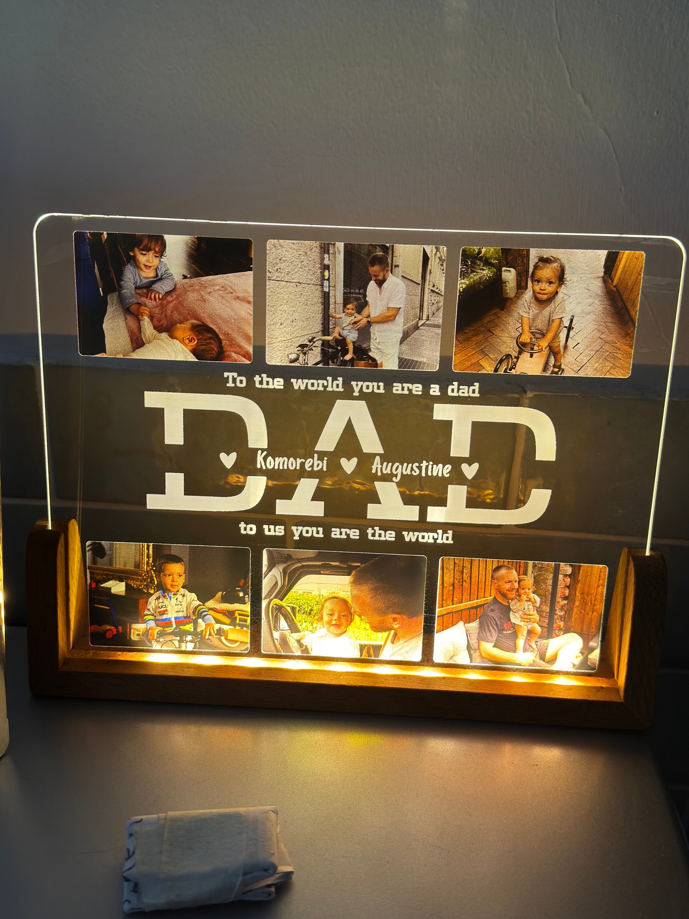 Personalized Dad Photo Gift - Gift for Dad - Best Dad Ever - Fathers Day Gift - Personalized Gift - Bedroom Night Light - Dad Christmas Gift