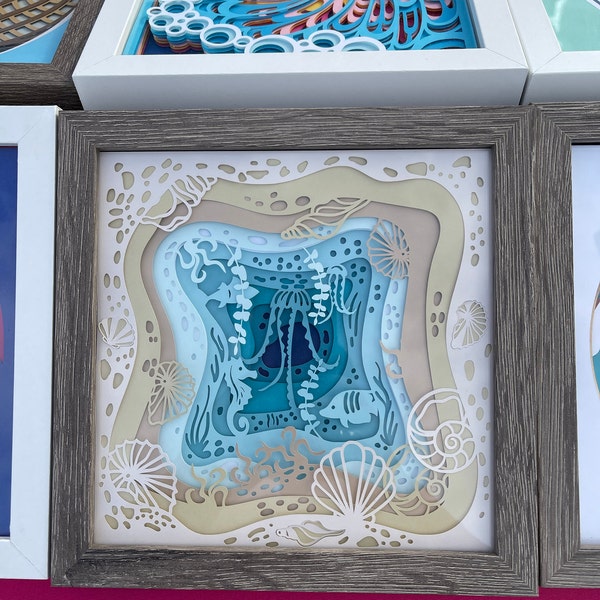 Underwater Shadowbox SVG 3D Sea Beach Paper Cut Layered Template ...