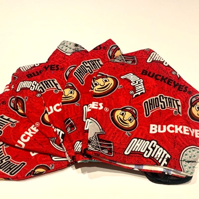 NCAA OHIO STATE Buckeyes Watermark Print Football 100% Cotton Fabric ...