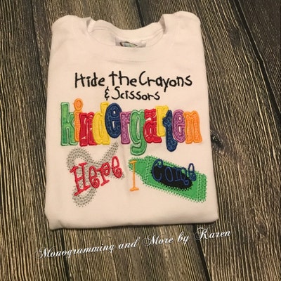 Back to School Hide the Scissors Kindergarten Digital Embroidery Design ...