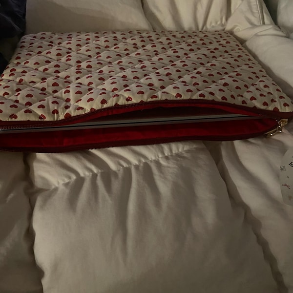 Red - Handmade Quilted Laptop Bag 04