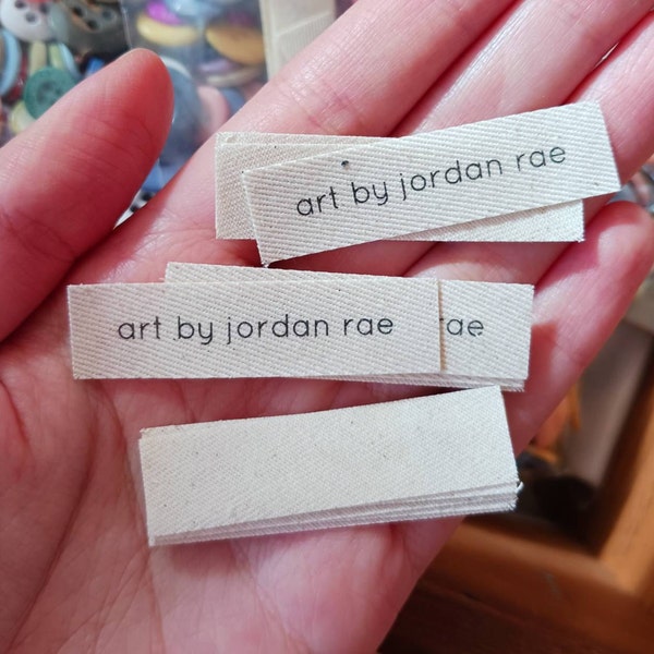 Fabric Sew-on Name Label , Organic Natural Cotton Label, Personalized ...