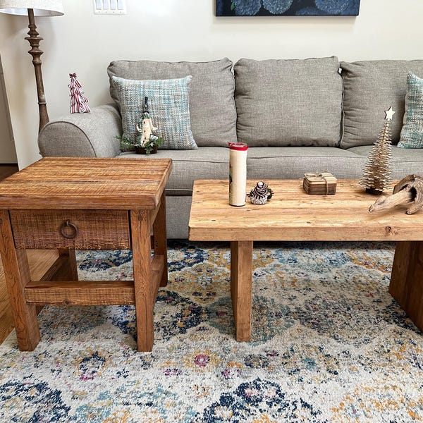 Rustic Reclaimed Wood End Table – Handmade Nightstand With Drawer - Etsy