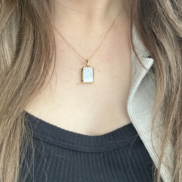 Pearl Locket Necklace by Caitlyn Minimalist • Silver Locket Pendant for ...