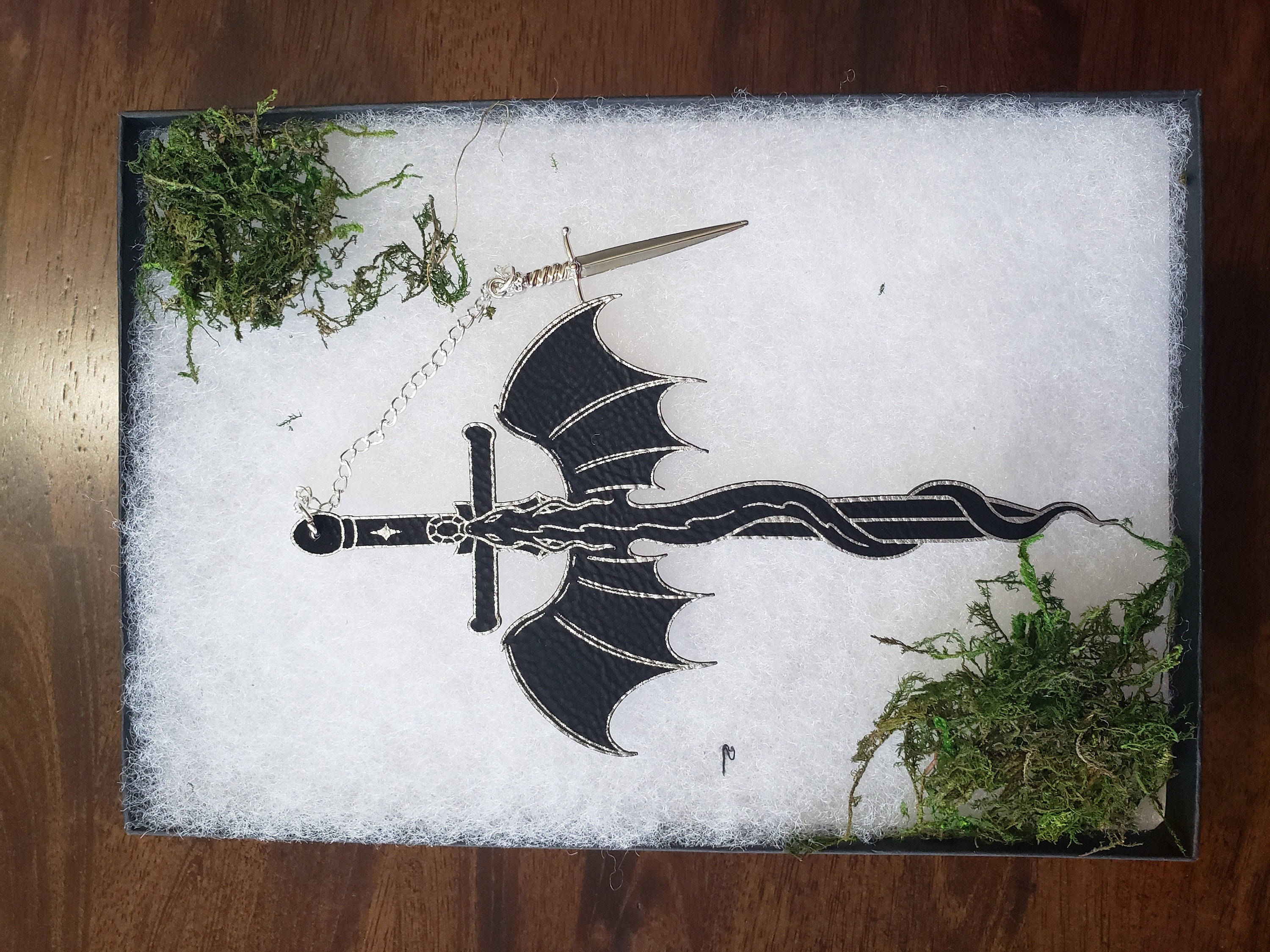 Dragon Sword Faux Leather Bookmark, Fantasy Bookmark, Elven-Inspired Bookmark, Gift for Readers, Elf Fairy Faerie Fae, Dragon Gift