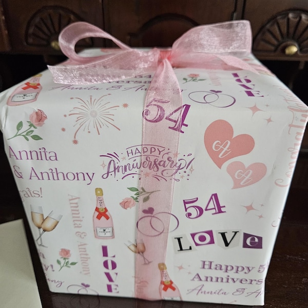 Custom Anniversary Wrapping Paper Roll, Personalized Wedding ...