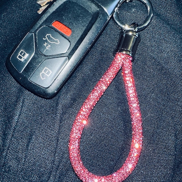 Silver Pink Rhinestone Keychain, Unique Gift for Mom Woman Her Friend ...