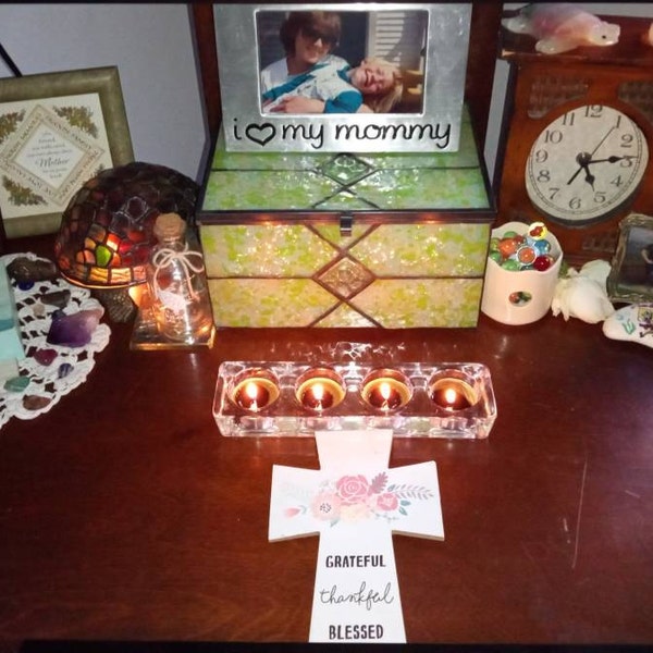 Mission Style Amber Stained Glass Cremation Urn Funeral Urn With FREE