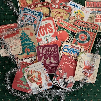Vintage Retro Christmas Images Planner Journal Cards - Etsy