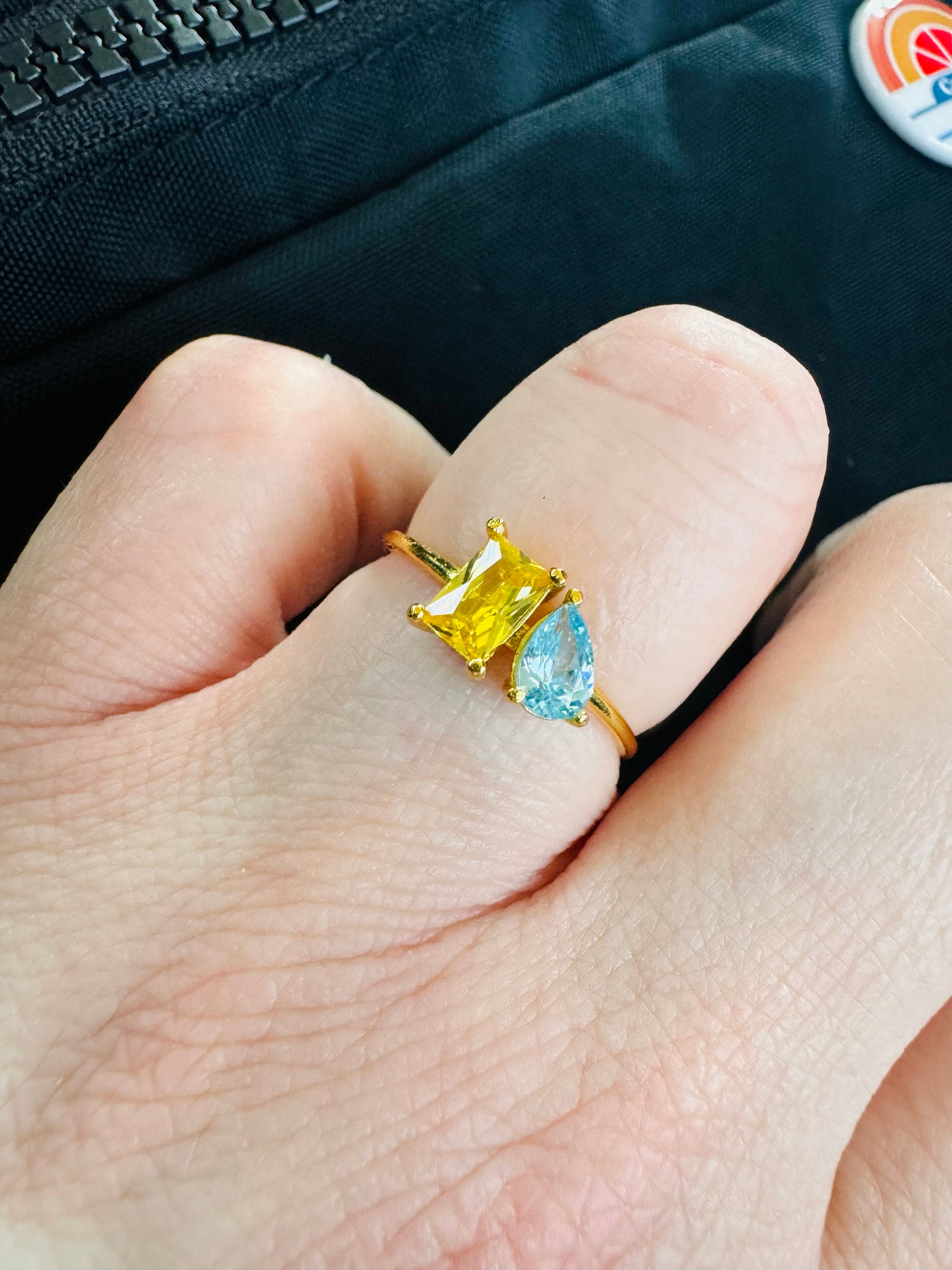 Emerald & Pear Cut Birthstone Ring by Caitlyn Minimalist • Custom Toi et Moi Gemstone Ring • Vintage Jewelry • Perfect Couples Gift • RM124