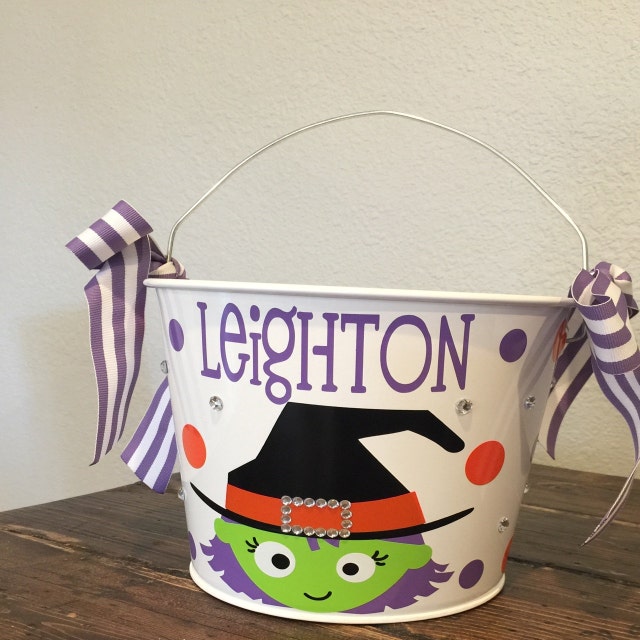 Personalized halloween trick or treat metal bucket 2 quart Etsy